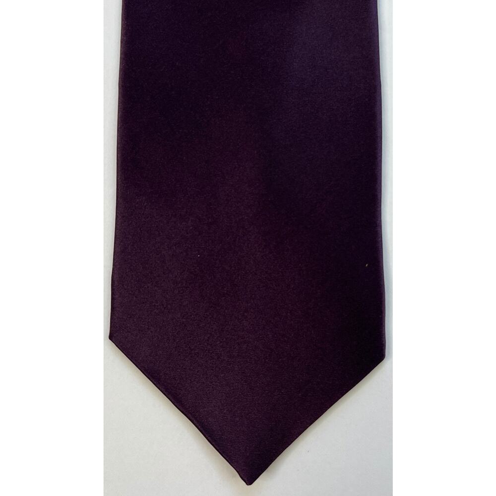 Machado George Machado Solid Dark Plum Silk Tie Satin Korea Classic 57 3.75
